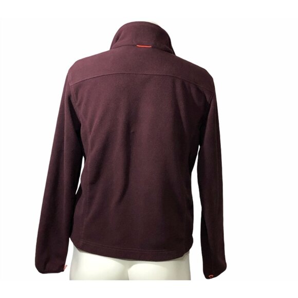LL Bean Jacket Womens Large Coat Zip Pockets Red Burgandy Fleece Windbreaker - Picture 2 of 9